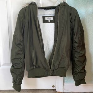 Charlotte Russe green jacket with inside fur
